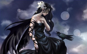 Crow Girl Fantasy Oil Paintings